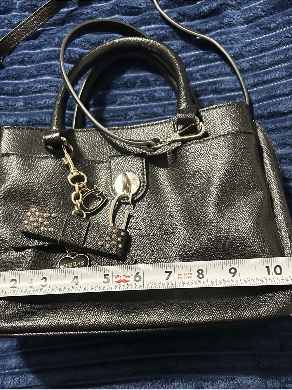 Guess - Black Satchel w/ Bow Charm - Picture 6 of 15